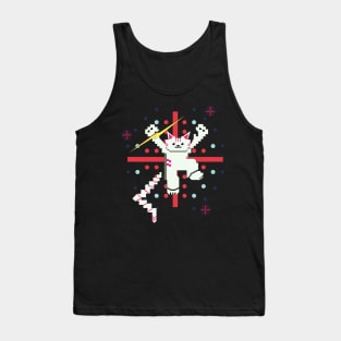 Cat Lightning Retro Gaming Snow Furr Pink Stripes Tank Top